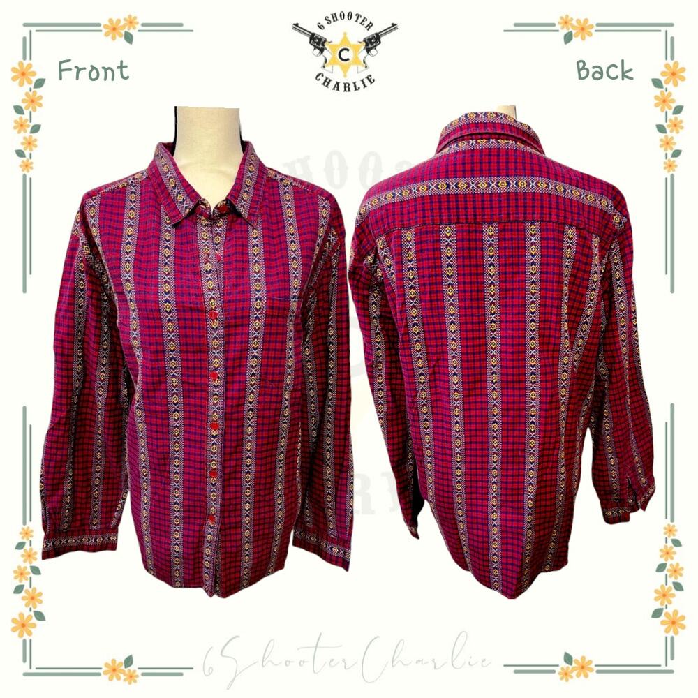 Westbound II Women's Button Down Size 3XL Multicolor Tapestry Print 100% Cotton